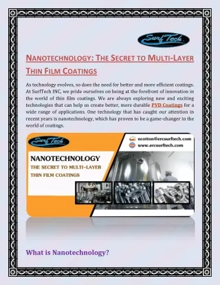 Nanotechnology - The Secret to Multi-Layer Thin Film Coatings