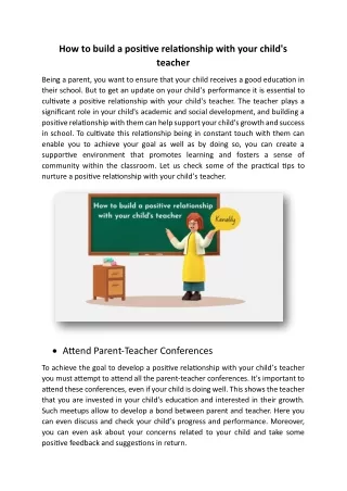 How to build a positive relationship with your child's teacher