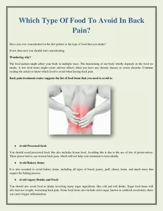 Which Type Of Food To Avoid In Back Pain?