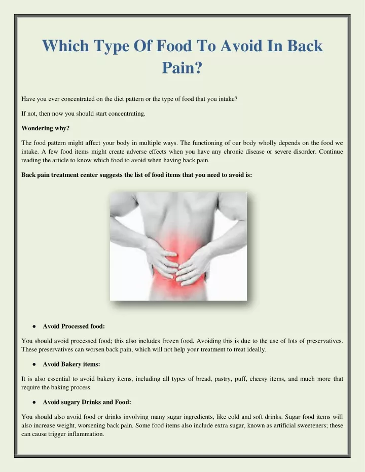 which type of food to avoid in back pain