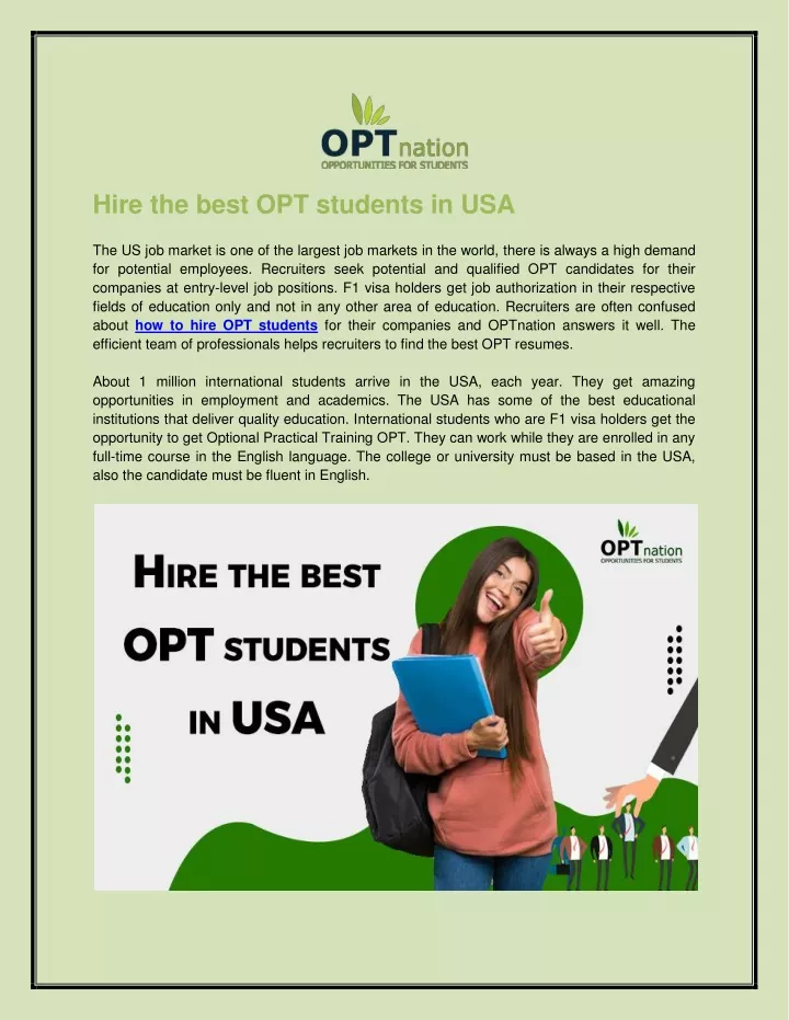 PPT - Hire The Best OPT Students In USA | Optnation PowerPoint ...