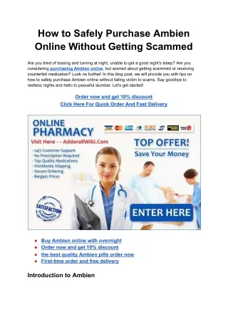 How to Safely Purchase Ambien Online Without Getting Scammed