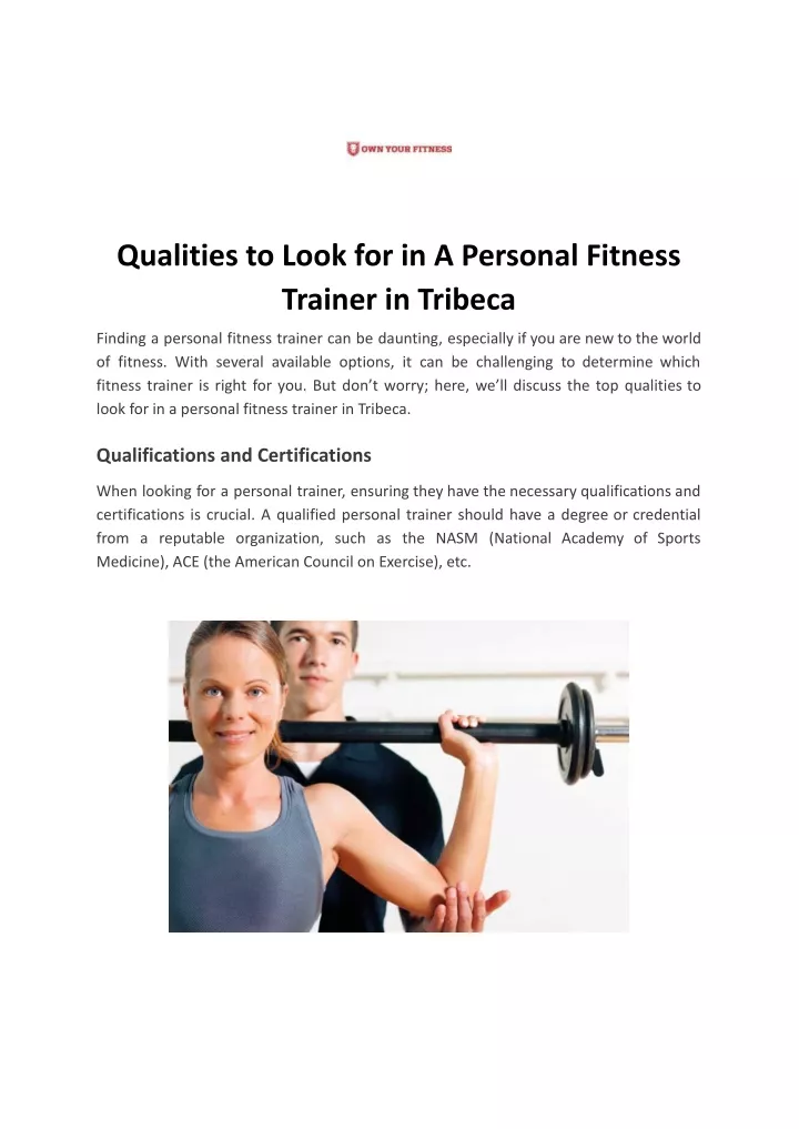 qualities to look for in a personal fitness