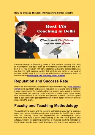 How To Choose The right IAS Coaching Center in Delhi