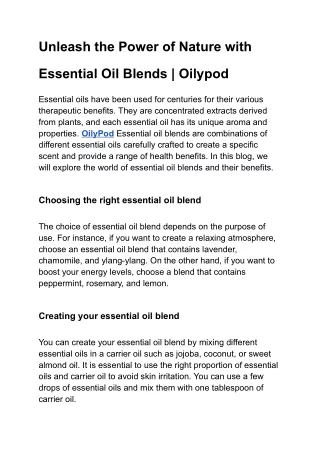 Unleash the Power of Nature with Essential Oil Blends _ Oilypod