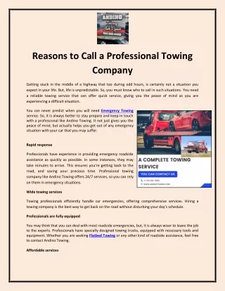 Reasons to call a professional towing company