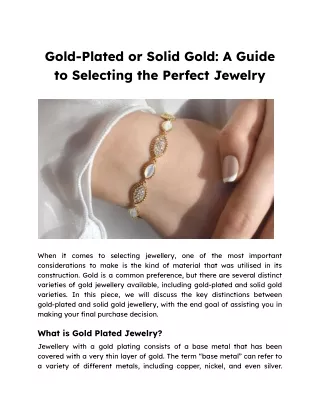 The Difference Between Gold-Plated and Solid Gold Jewelry