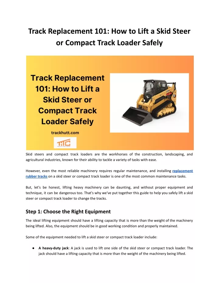 track replacement 101 how to lift a skid steer