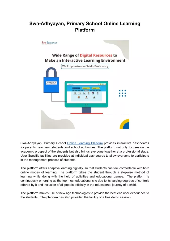 swa adhyayan primary school online learning