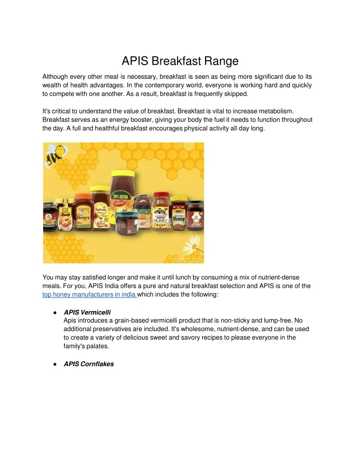 apis breakfast range although every other meal