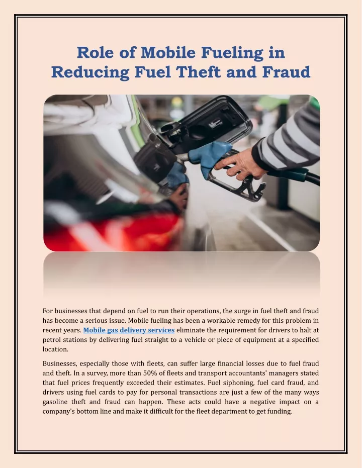 role of mobile fueling in reducing fuel theft