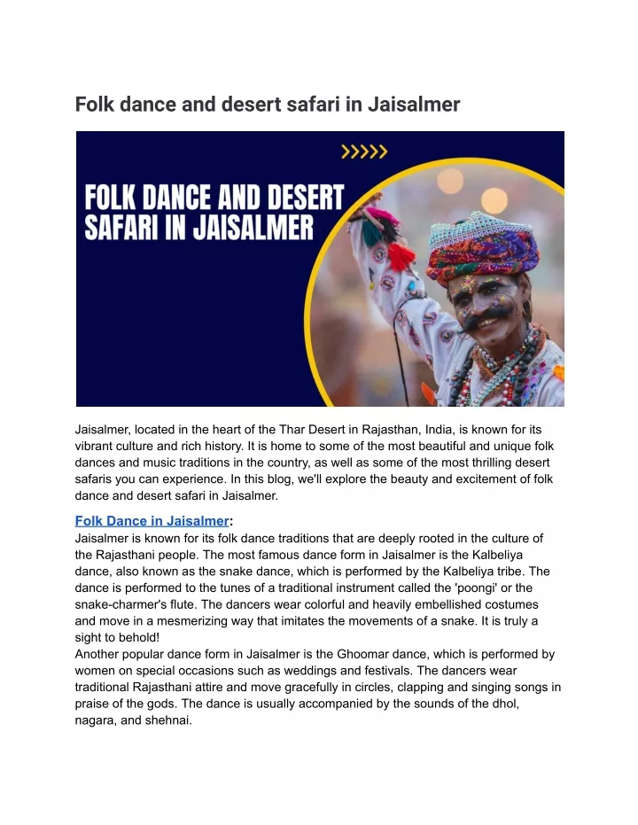 folk dance and desert safari in jaisalmer