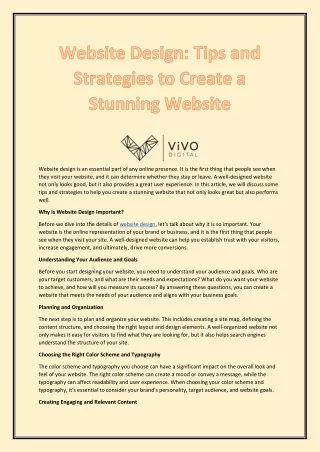 A Comprehensive Guide to Crafting a User-Friendly Website Design | ViVO Digital