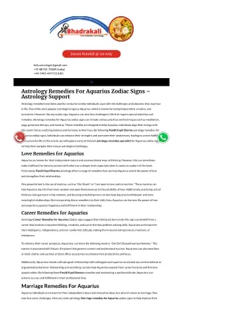 Astrology Remedies For Aquarius Zodiac Signs