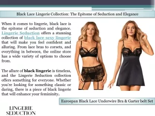 Black Lace Lingerie Collection :The Epitome of Seduction and Elegance