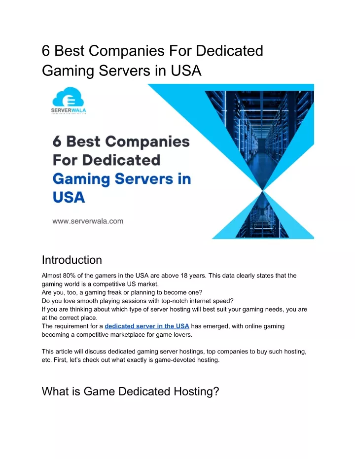 6 best companies for dedicated gaming servers