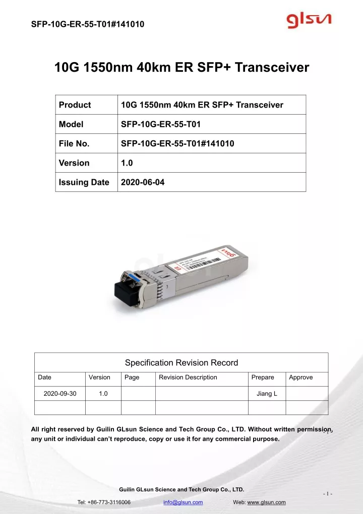 sfp 10g er 55 t01 141010