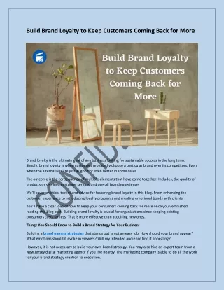 Build Brand Loyalty to Keep Customers Coming Back for More(pdf)