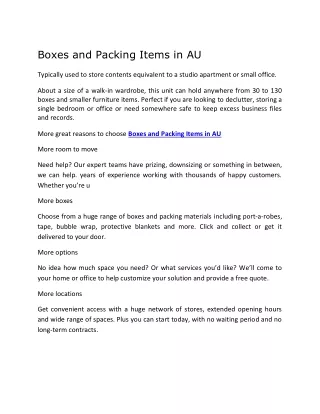 Boxes and Packing Items in AU