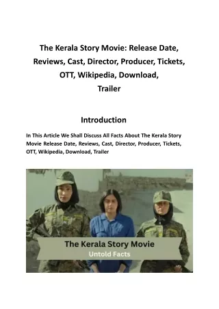 The Kerala Story Movie: Release Date, Reviews, Cast, Director, Producer, Tickets