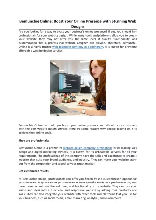 Bemunchie Online: Boost Your Online Presence with Stunning Web Designs