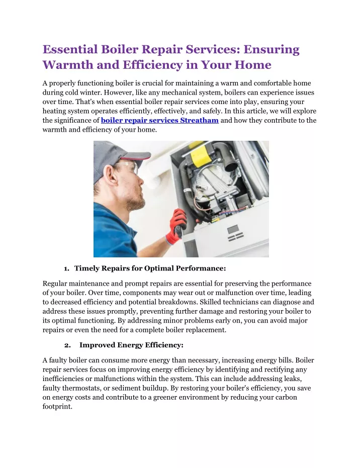 essential boiler repair services ensuring warmth