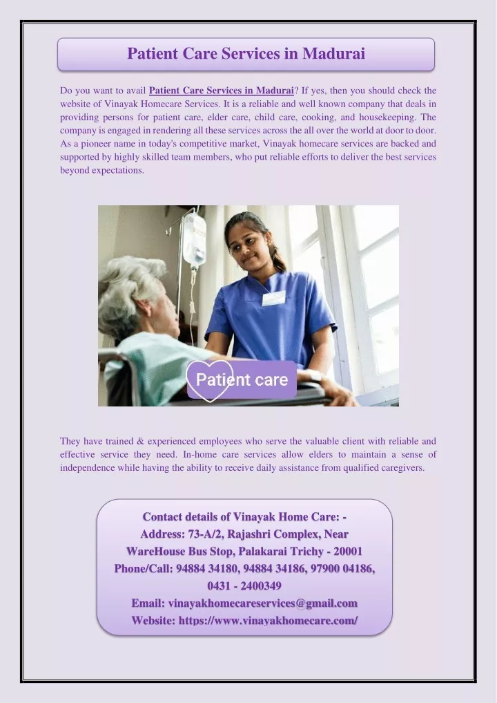 patient care services in madurai