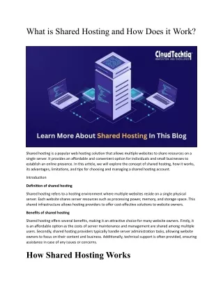 Shared Hosting Work: Understanding the Basics