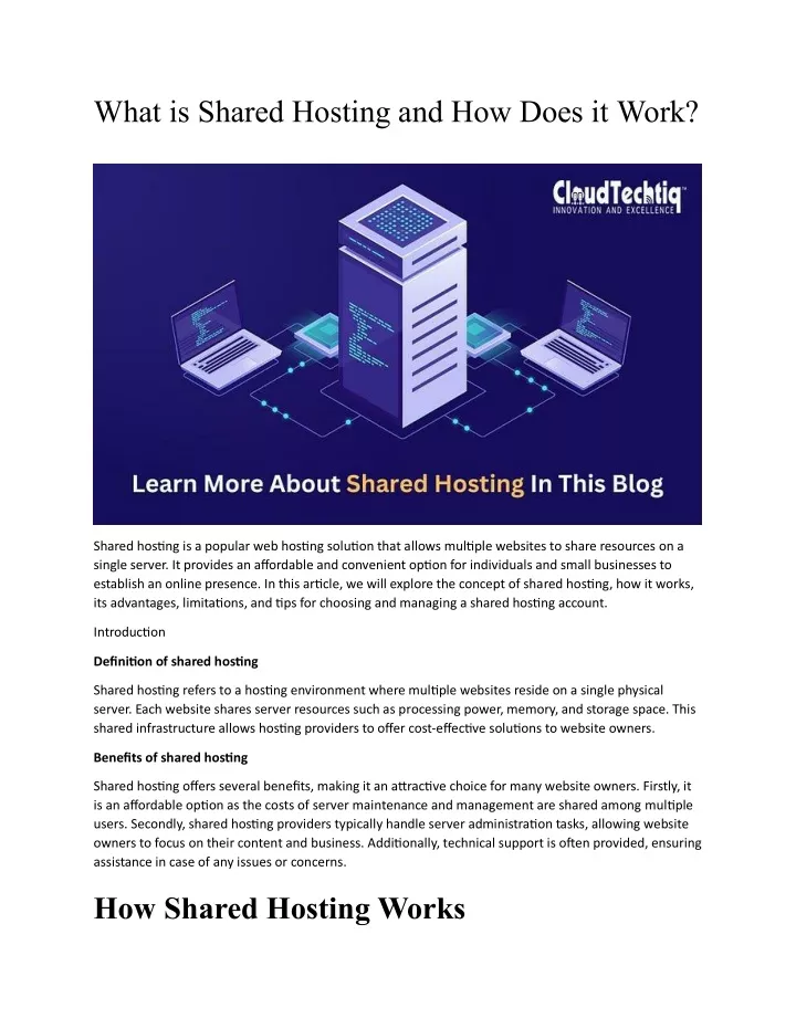 what is shared hosting and how does it work