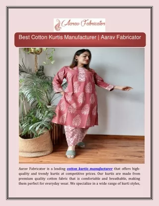 Best Cotton Kurtis Manufacturer | Aarav Fabricator
