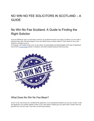 no win no fee solicitors in scotland a guide