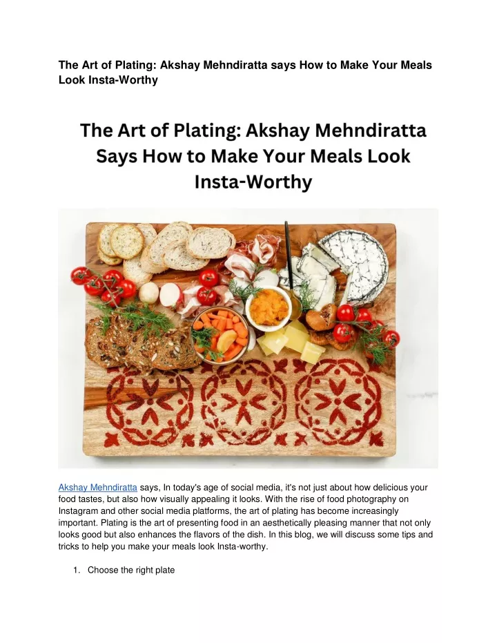 the art of plating akshay mehndiratta says