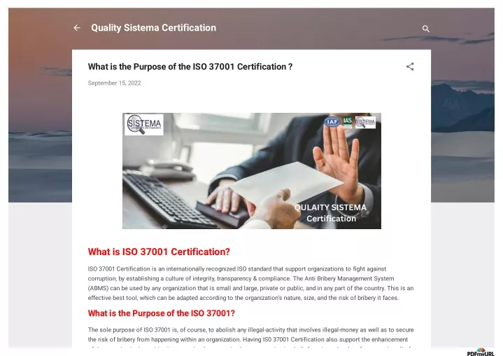 quality sistema certification