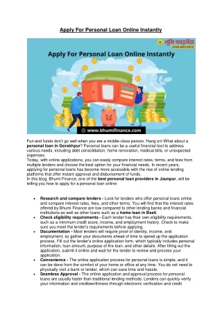 Apply For Personal Loan Online Instantly