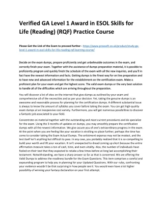 verified ga level 1 award in esol skills for life