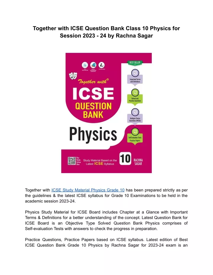 together with icse question bank class 10 physics