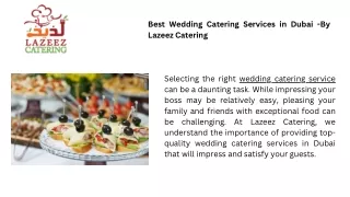 Best Wedding Catering Services in Dubai -By Lazeez Catering