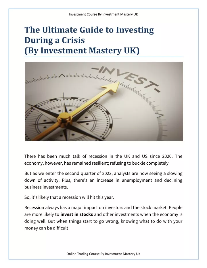 investment course by investment mastery uk