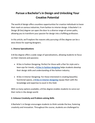 pursue a bachelor s in design and unlocking your