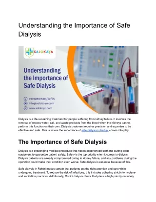 Understanding the Importance of Safe Dialysis