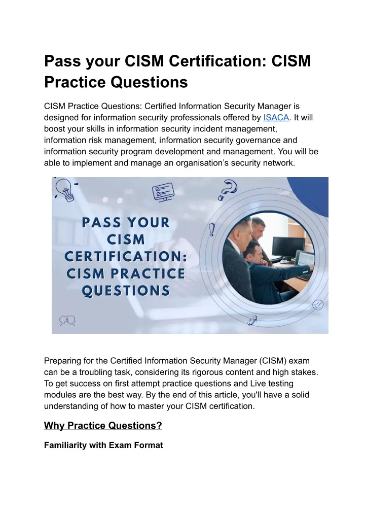 pass your cism certification cism practice