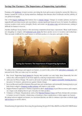 saving our farmers the importance of supporting