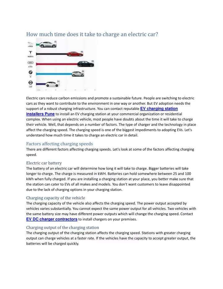 How Much Time Does It Take To Charge An Electric Car