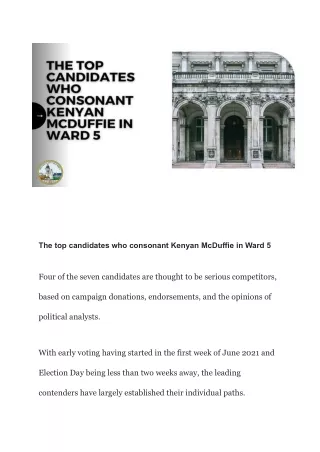 The top candidates who consonant Kenyan McDuffie in Ward 5