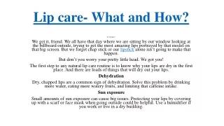 lip care what and how