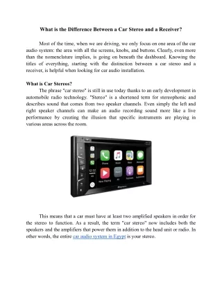 what is the difference between a car stereo