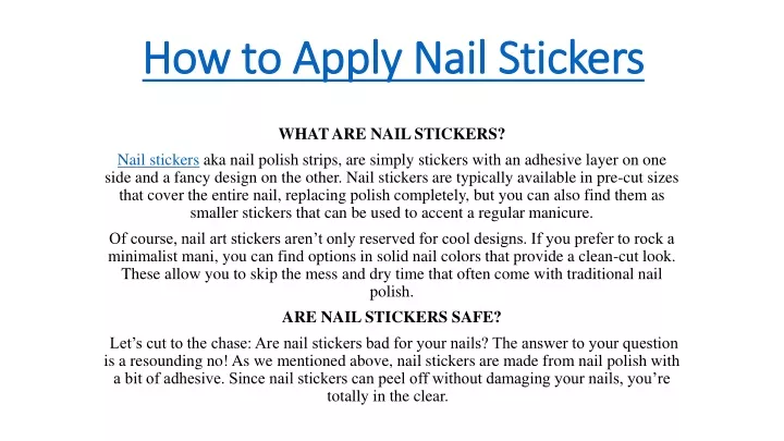 how to apply nail stickers