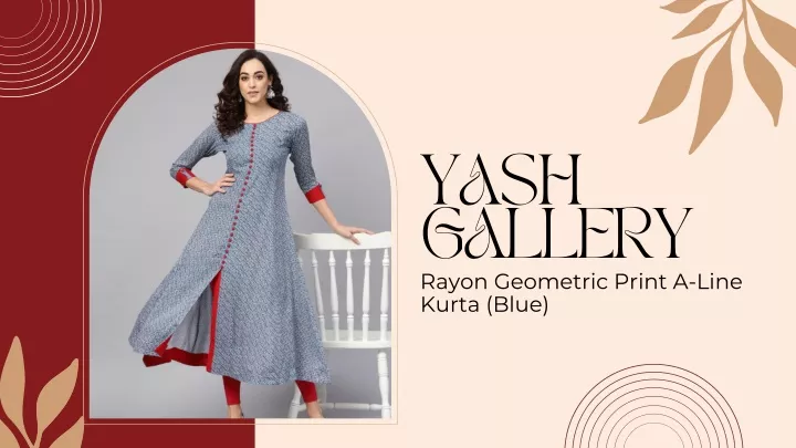yash gallery rayon geometric print a line kurta