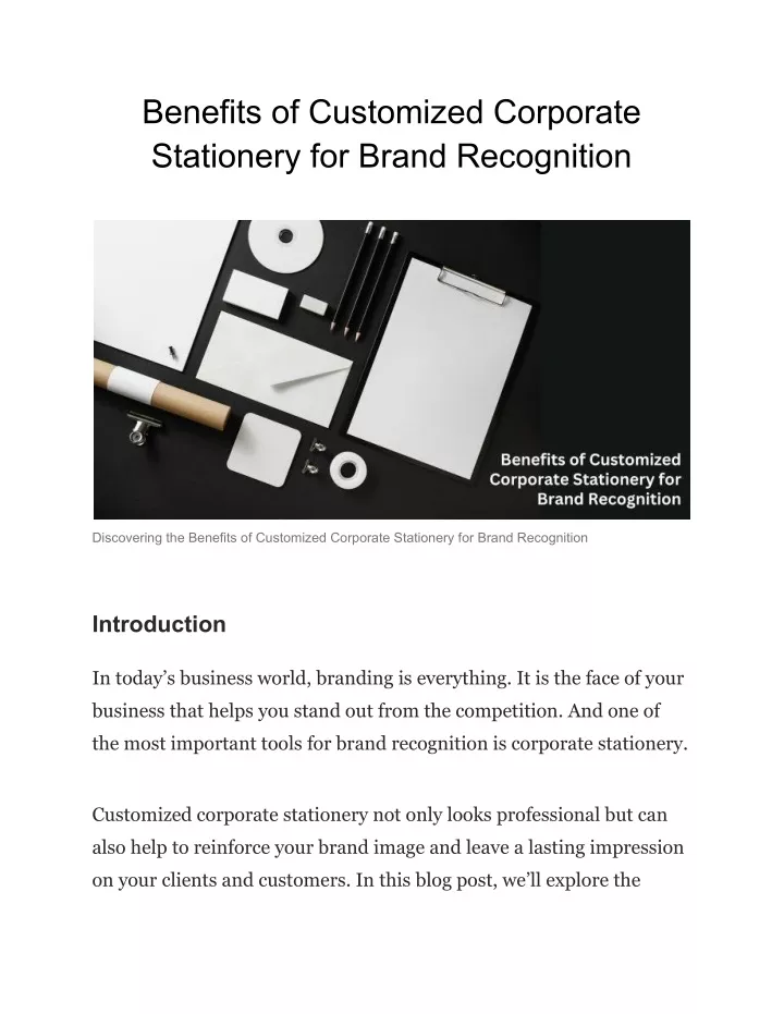 benefits of customized corporate stationery