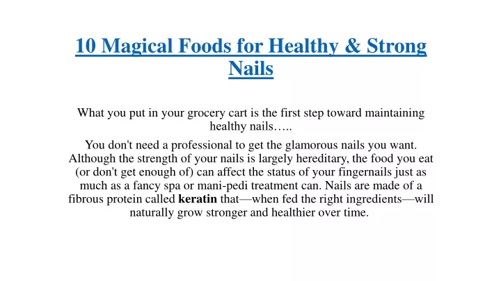 10 magical foods for healthy strong nails